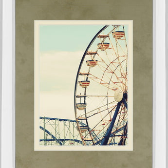 Retro Ferris By Gail Peck - Mirror Framed Print Wall Art - Beige