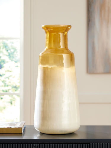 Wynburg - Vase - 16" - White / Amber