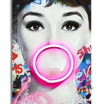 Graffiti Neon Muse - 8" x 31" Framed Wall Art - Pink