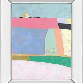 Live Colorfully-Patchwork By Joelle Wehkamp - Mirror Framed Print Wall Art - Light Blue
