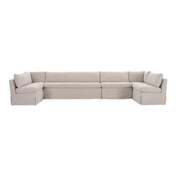 Fable - Banqueta de comedor seccional en forma de U con funda - Beige