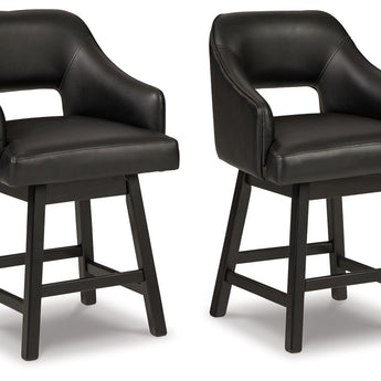 Tallenger - UPH Swivel Barstool (Set of 2) - Black / Dark Brown