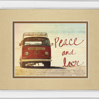 Peace And Love By Gail Peck - Mirror Framed Print Wall Art - Beige