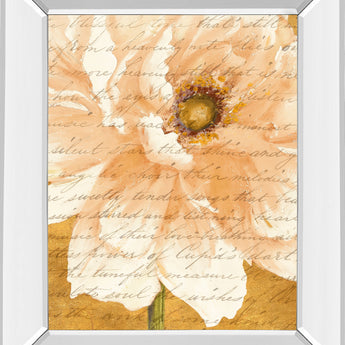 Beautiful Cream Peonies Script Il By Patricia Pinto - Mirror Framed Print Wall Art - Gold