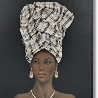 Plaid Elegance Portrait - 36" x 48" Framed Wall Art - Black