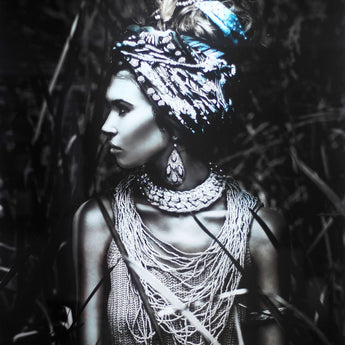 Temp Glass With Foil & Rhinestones - Woman Native - Dark Gray