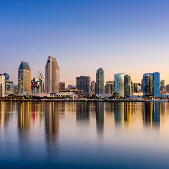 Temp Glass With Foil - San Diego Skyline - Blue