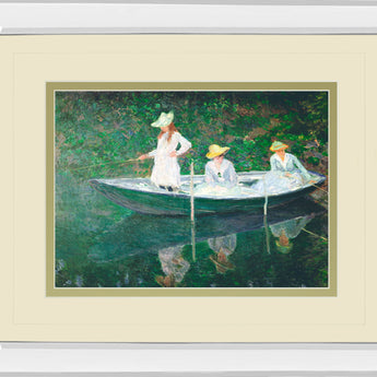 The Boat At Giverny By Claude Monet - Mirror Framed Print Wall Art - Green