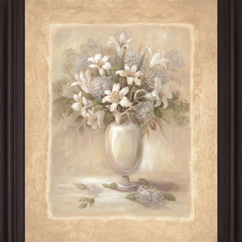 Ivory Blossom Vase - 28" x 34" Framed Wall Art - Beige