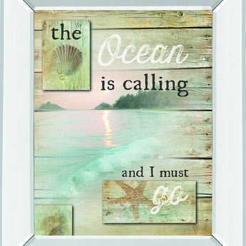 The Ocean Is Calling By Marla Rae - Mirror Framed Print Wall Art - Beige