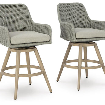 Seton Creek - Taburete de bar con cojín (juego de 2) - Beige/Gris