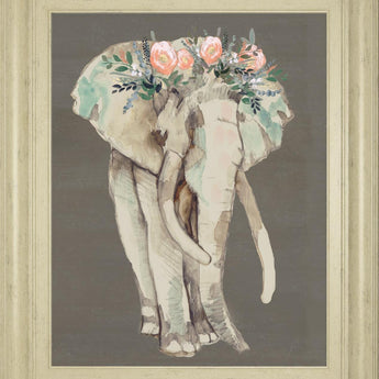 22x26 Flower Crown Elephant I By Jennifer Goldberger - Beige