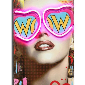 Pop Neon Wow - 8" x 31" Framed Wall Art - Red