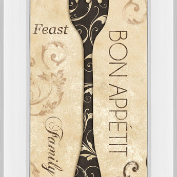 Bon Appetite By Dee Dee - Mirror Framed Print Wall Art - Beige