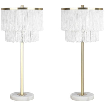 "Tassel Elegance II" Metal Table Lamp (Set of 2) - Soft Gold / White