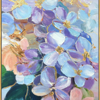 Petal Reverie I Hand-Embellished Canvas In Frame - Blue / Lavender