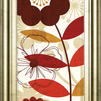 Floral Pop Panel I By Mo Mullan - Framed Print Wall Art - Red