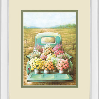 Flowers For Sale By Deedee - Mirror Framed Print Wall Art - Green