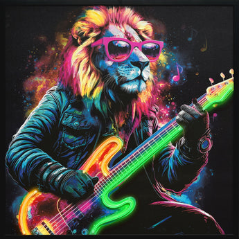 "Neon Groove II" Hand-Embellished LED In Frame - Neon / Vibrant