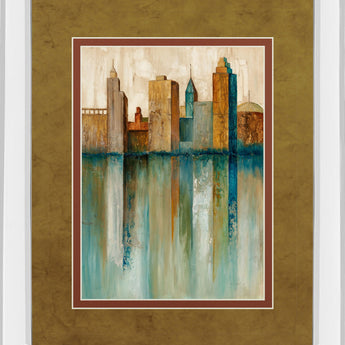 City View Il By Norm Olson - Mirror Framed Print Wall Art - Light Brown
