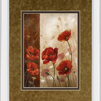 Wild Poppies I By Conrad Knutsen - Mirror Framed Print Wall Art - Light Brown