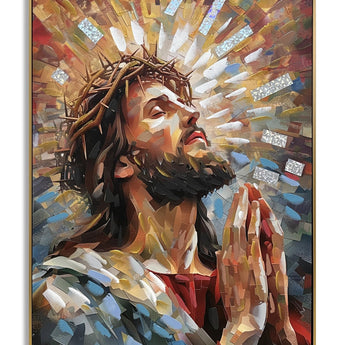 Radiant Prayer Reverence - 28" x 40" Framed Wall Art - Dark Brown