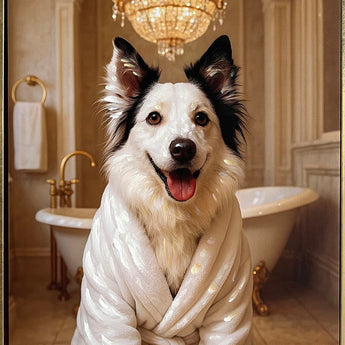 Spa Pup I Hand-Embellished Canvas In Frame - Black / Gold