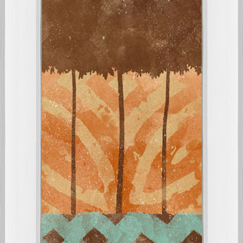 Tribal Trio Il By Alonzo Saunders - Mirror Framed Print Wall Art - Light Brown