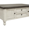 Stone Cocktail Table With 4 Drawers Antiqued Ivory / Weathered Gray - Cocktail Tables at Quality Home Furniture Mesquite