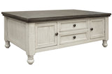 Stone Cocktail Table With 4 Drawers Antiqued Ivory / Weathered Gray - Cocktail Tables at Quality Home Furniture Mesquite