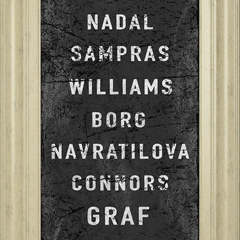 The Greatest Tennis Champions By The Vintage Collection - Framed Print Wall Art - Black