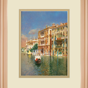 The Grand Canal, Venice By Rubens Santora - Framed Print Wall Art - Beige