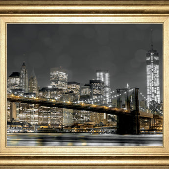 Newyork Lights By Frank, A. - Framed Print Wall Art - Dark Gray