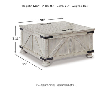 Carynhurst - Cocktail Table with Storage - Whitewash