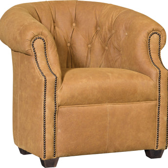 Mayo 8220 Series Traditional Leather Swivel Tub Chair with Button Tufting