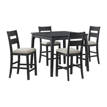 García - Conjunto de mostrador de 5 piezas con mesa y 4 sillas - Negro