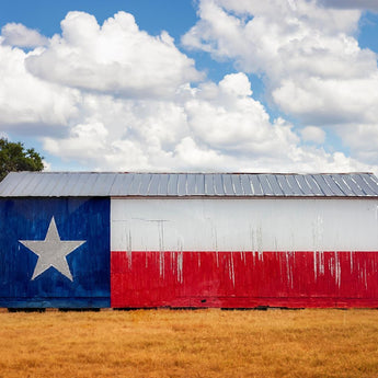 Tempered Glass With Foil - Txas Flag Barn - White