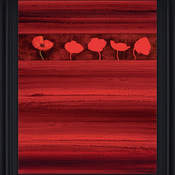 Crimson Poppy Row - 40" x 32" Framed Wall Art - Red