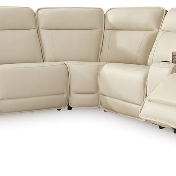 Double Deal - 7-Piece Power Reclining Sectional With 2 Consoles - Almond