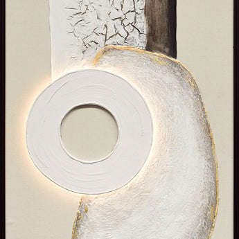 Ivory Contour II Hand-Painted LED Canvas In Frame - Ivory / Cream