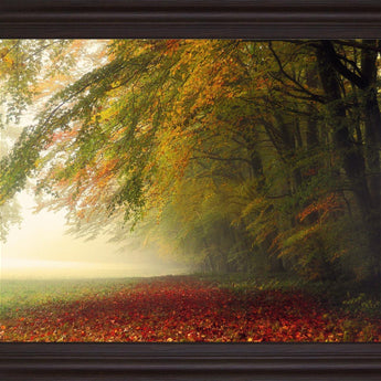 Amber Mist Retreat - 28" x 34" Framed Wall Art - Gold