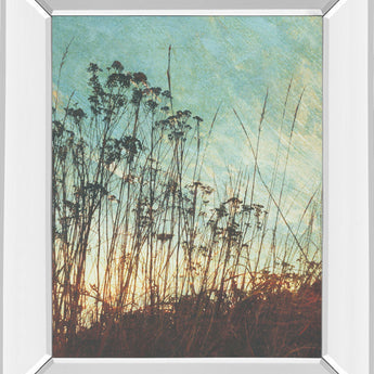 Wild Grass By Amy Melious - Mirror Framed Print Wall Art - Light Blue