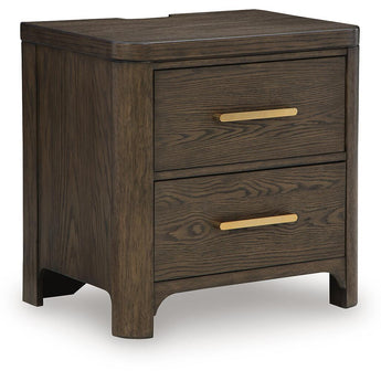 Radkin - Two Drawer Night Stand - Burnished Brown
