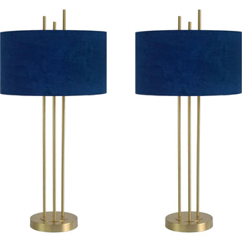 "Velvet Radiance" Metal Table Lamp (Set of 2) - Plated Gold Fiish