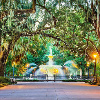 Tempered Glass With Foil - Forsyth Park Savannah - Green