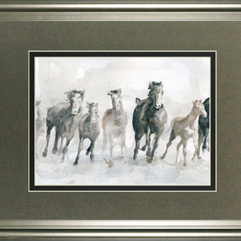 Running Wild By Carol Robinson - Framed Watercolor Print Wall Art - Dark Gray