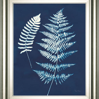 Nature By The Lake Ferns V By Piper Rhue - Framed Print Wall Art - Blue