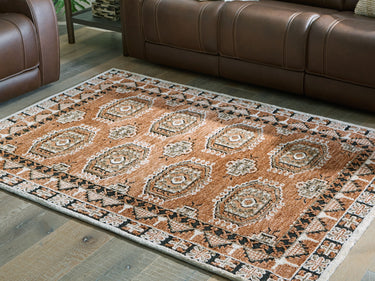 Qaabiz - 5' x 7' Rug - Sienna / Ivory / Black
