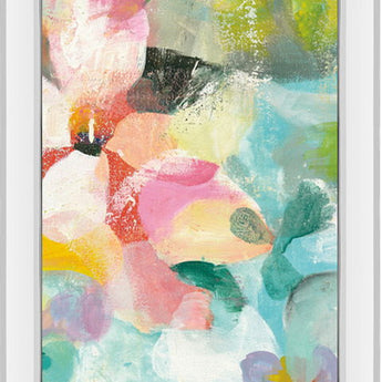 Happy Garden III By Danhui Nai - Mirrored Frame Wall Art - Light Blue