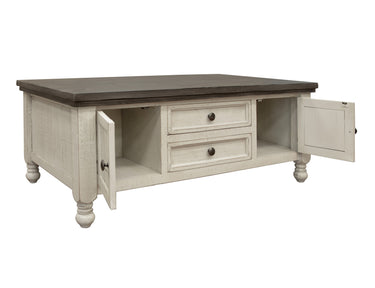 Stone Cocktail Table With 4 Drawers Antiqued Ivory / Weathered Gray - detail